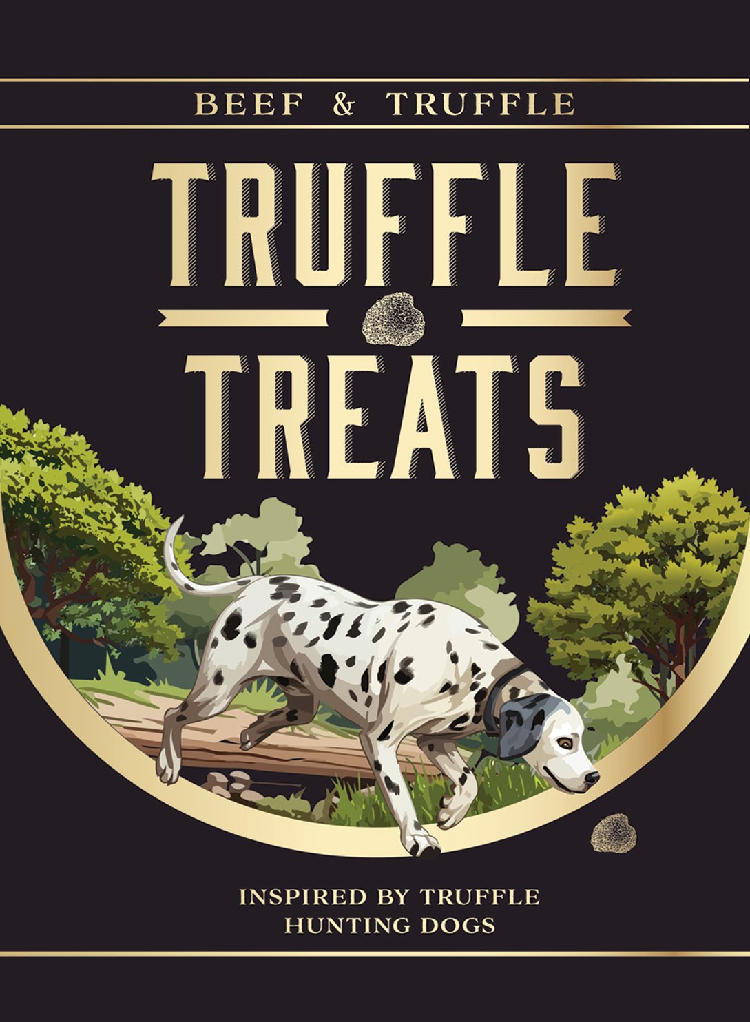 Premium truffle product packaging with illustrated label